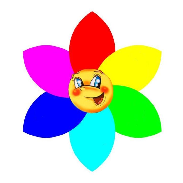 Flor de papel colorido com seis pétalas, cada uma simbolizando uma dieta mono